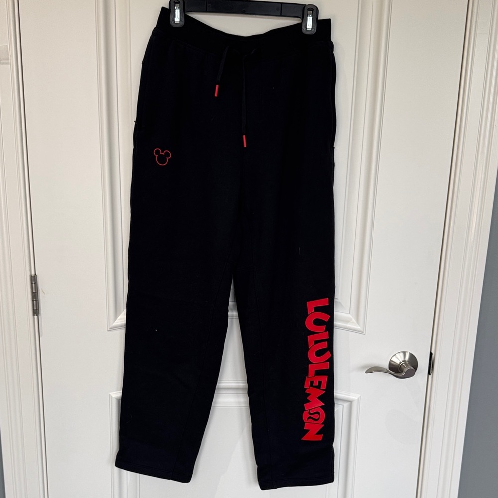 Men’s lululemon athletica Disney Black Sweatpants with Red Logo
